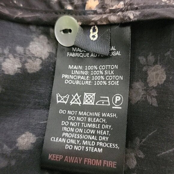 The Vampire's Wife Bow Tie Floral Cotton Mini Dress in Black US 4 - Picture 6 of 6